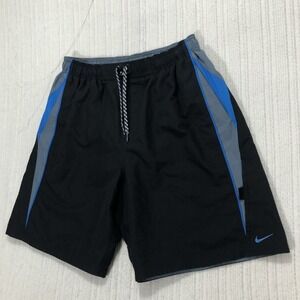 Nike‎ Swim Trunks Shorts Black Blue Gray Mens Size L Drawstring